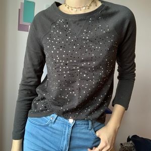 RED Saks Fifth Avenue Gray Embellished Sweater